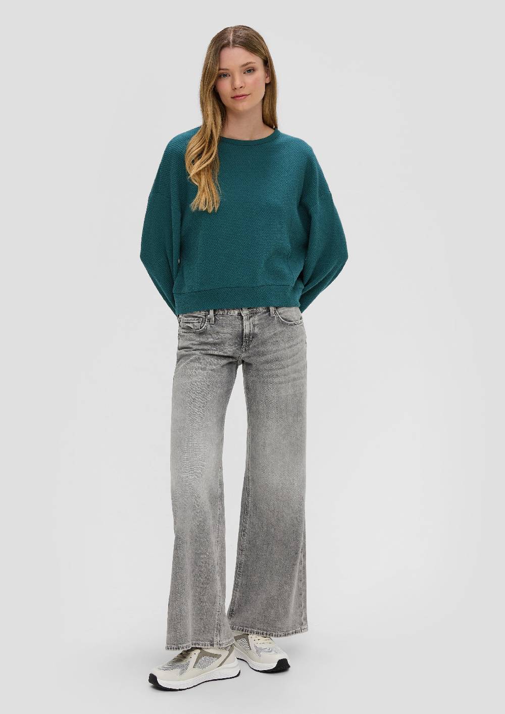 S.Oliver Sweatshirt im Boxy Cut mit Piquéstruktur Begrenztes Angebot