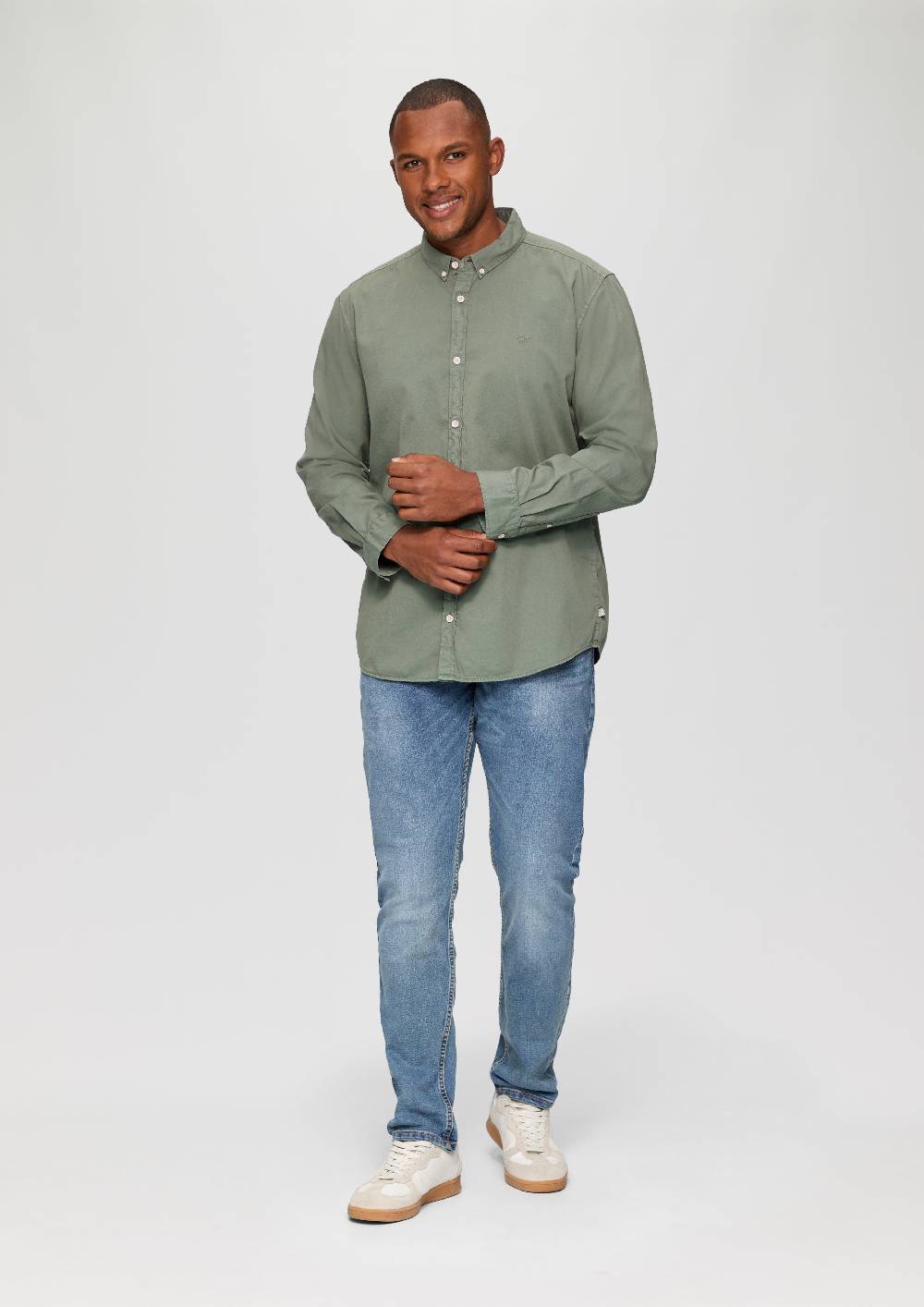 S.Oliver Garment Washed Hemd mit Logo-Stickerei Riesige Rabatte