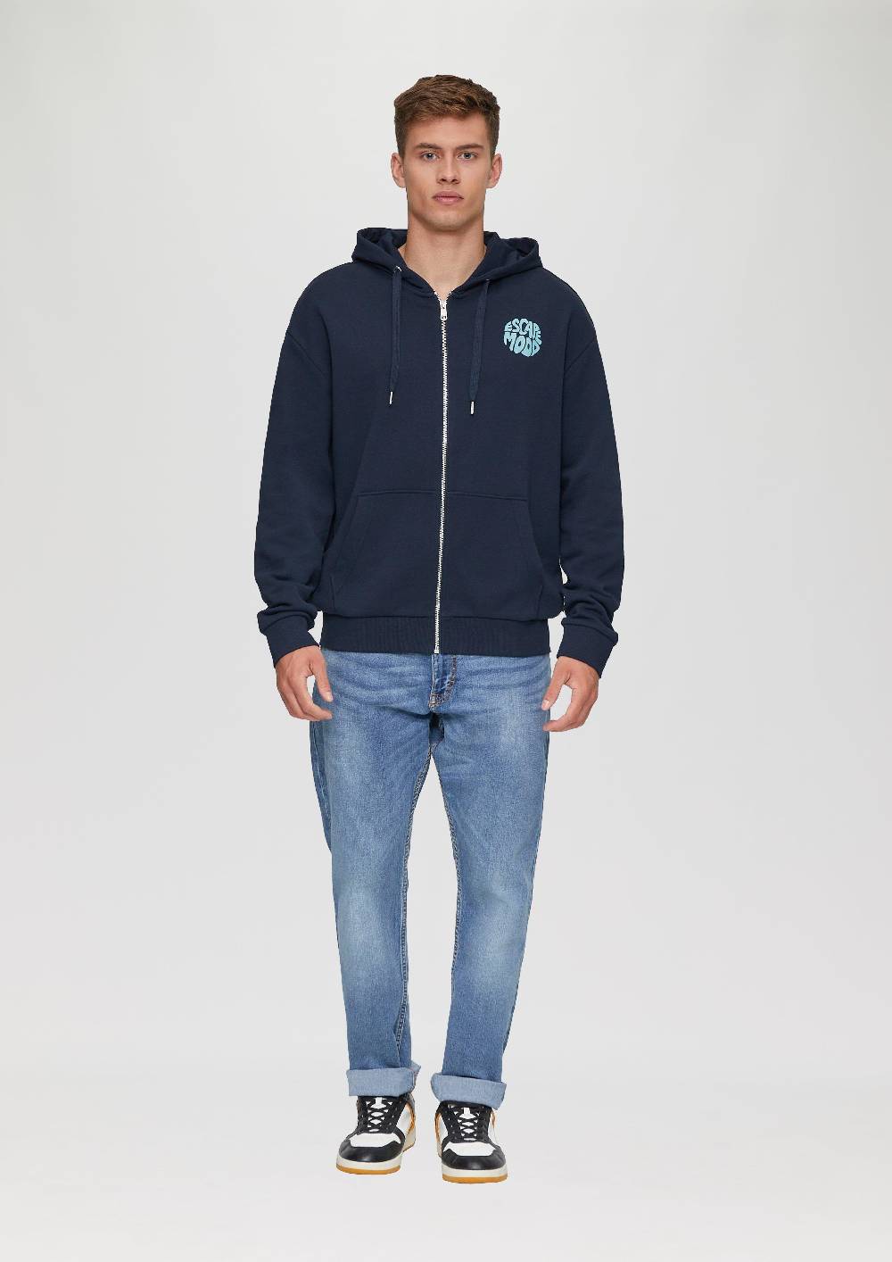 S.Oliver Sweatshirt-Jacke mit Print-Detail Kostenloser Versand international