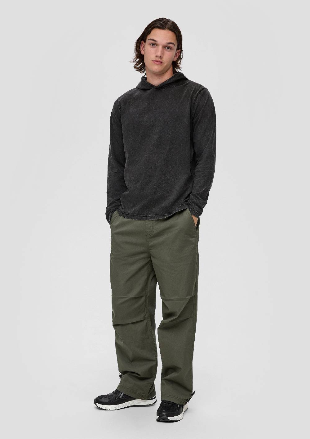S.Oliver Gewaschenes Longsleeve mit Kapuze Verkauf