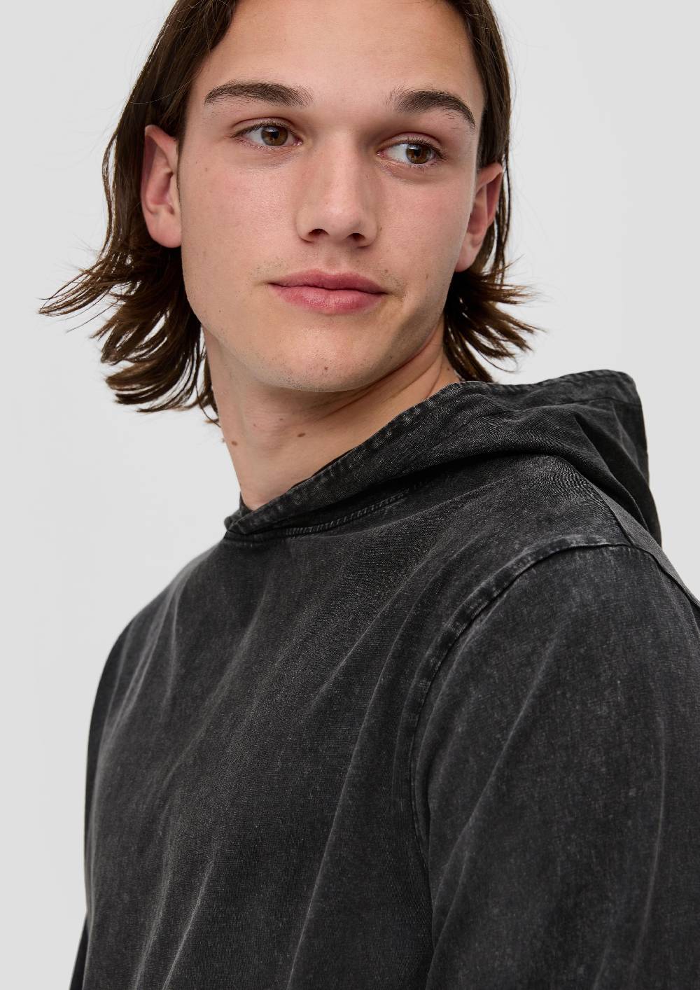 S.Oliver Gewaschenes Longsleeve mit Kapuze Verkauf