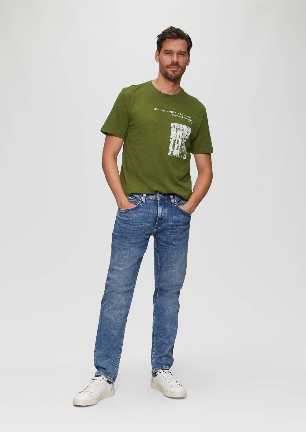 S.Oliver Printshirt aus Baumwolle mit Flammgarnstruktur Günstig kaufen