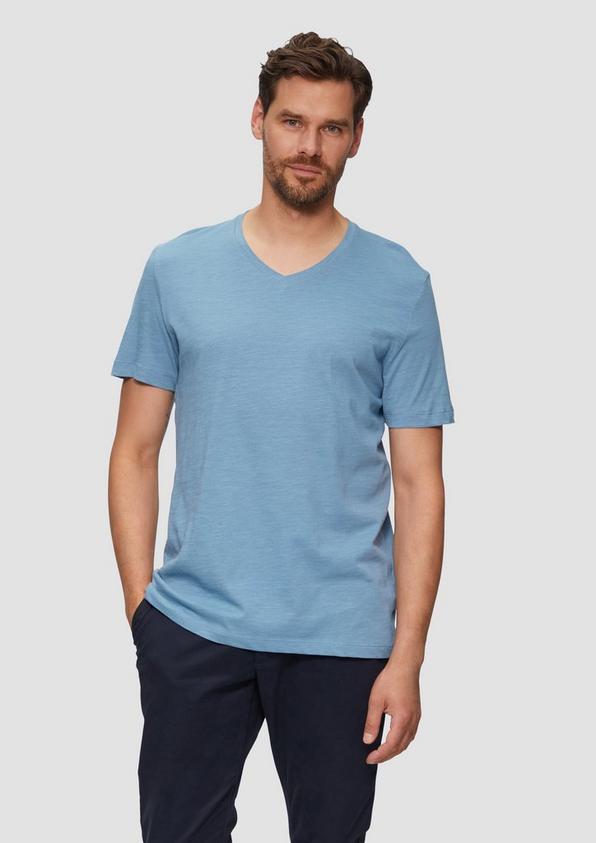 S.Oliver Baumwollshirt mit V-Ausschnitt und Flammgarnstruktur Versandkostenfrei