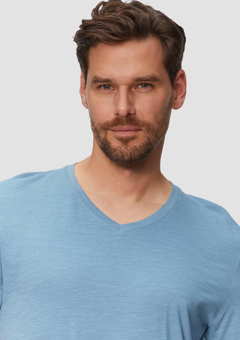 S.Oliver Baumwollshirt mit V-Ausschnitt und Flammgarnstruktur Versandkostenfrei