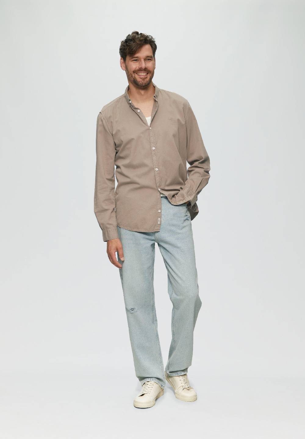 S.Oliver Garment Washed Hemd mit Logo-Stickerei Jubiläumsangebot