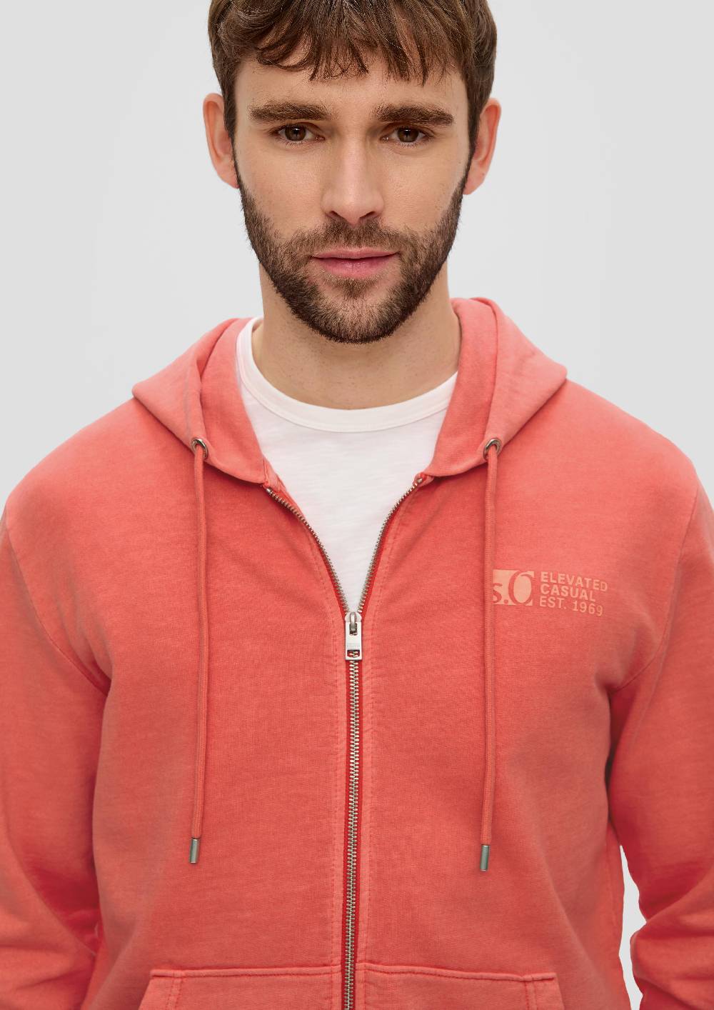 S.Oliver Sweatshirtjacke mit Garment Dye und Kapuze Online Outlet