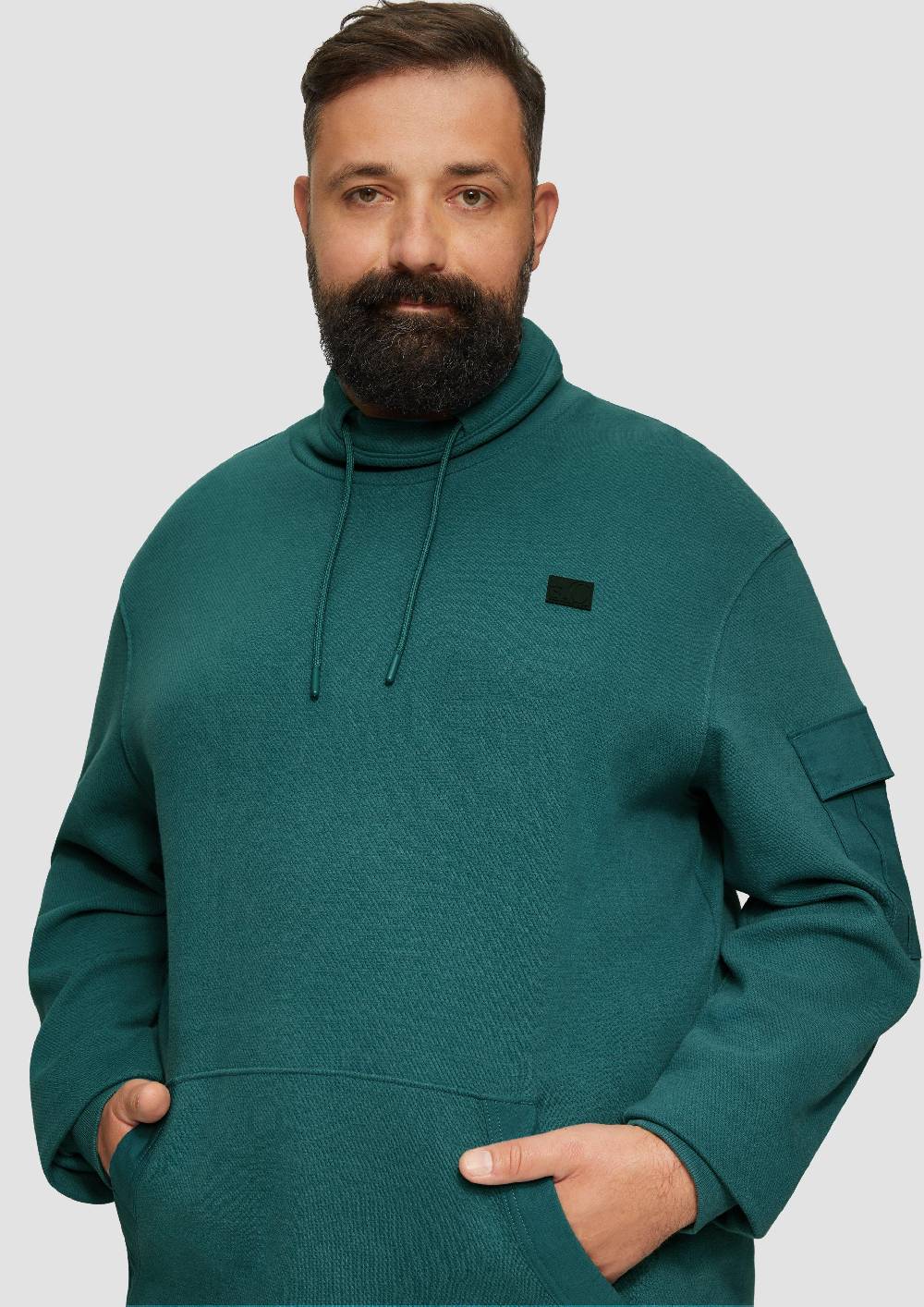 S.Oliver Sweatshirt mit Kängurutasche und Stehkragen Heißer Verkauf