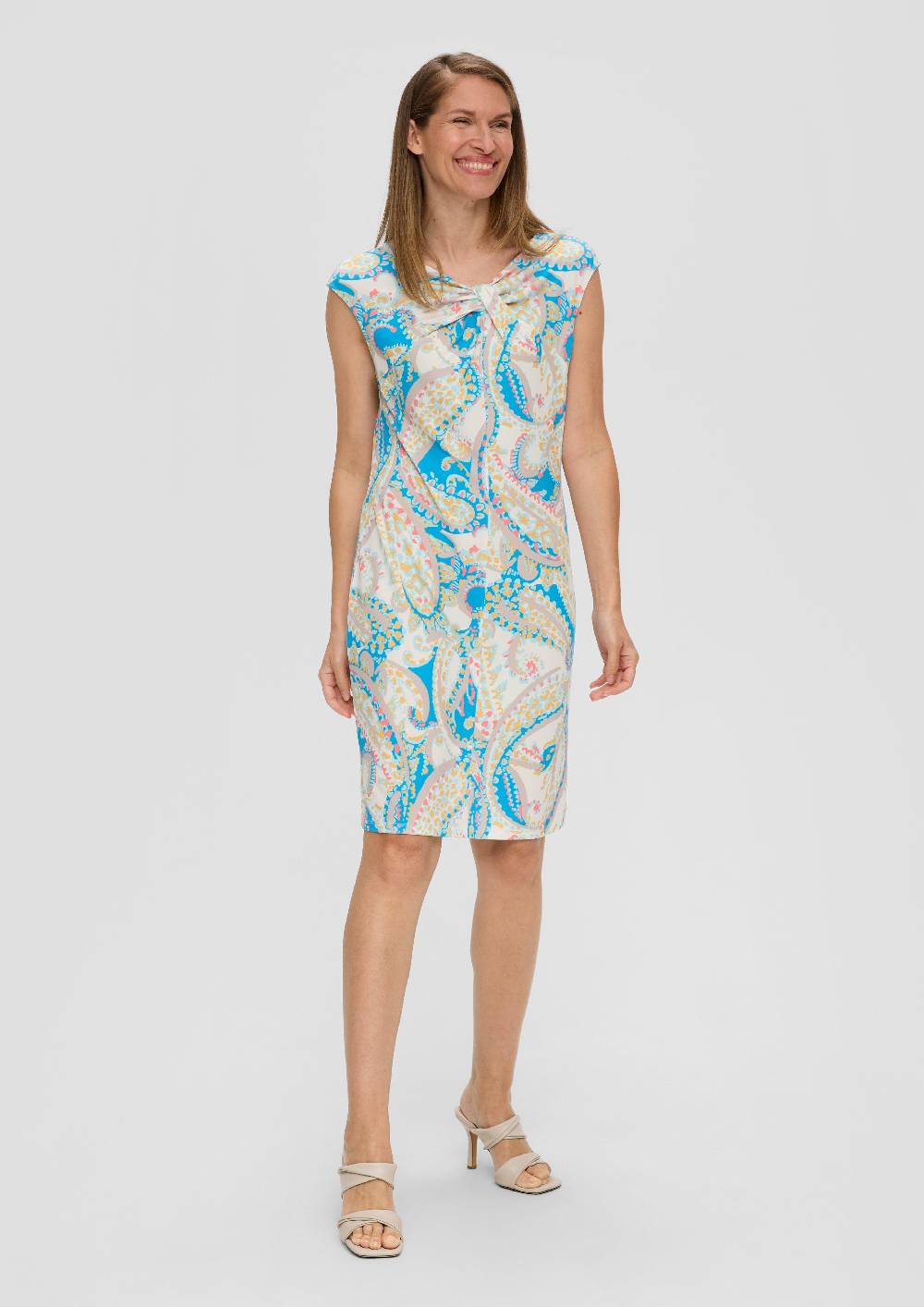 S.Oliver Ärmelloses Kleid mit All-over-Print und Knoten-Detail Nur für heute