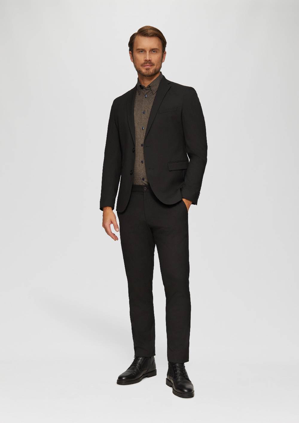 S.Oliver Tailored Fit: Hemd mit Hahnentrittmuster Bis zu 65% Rabatt