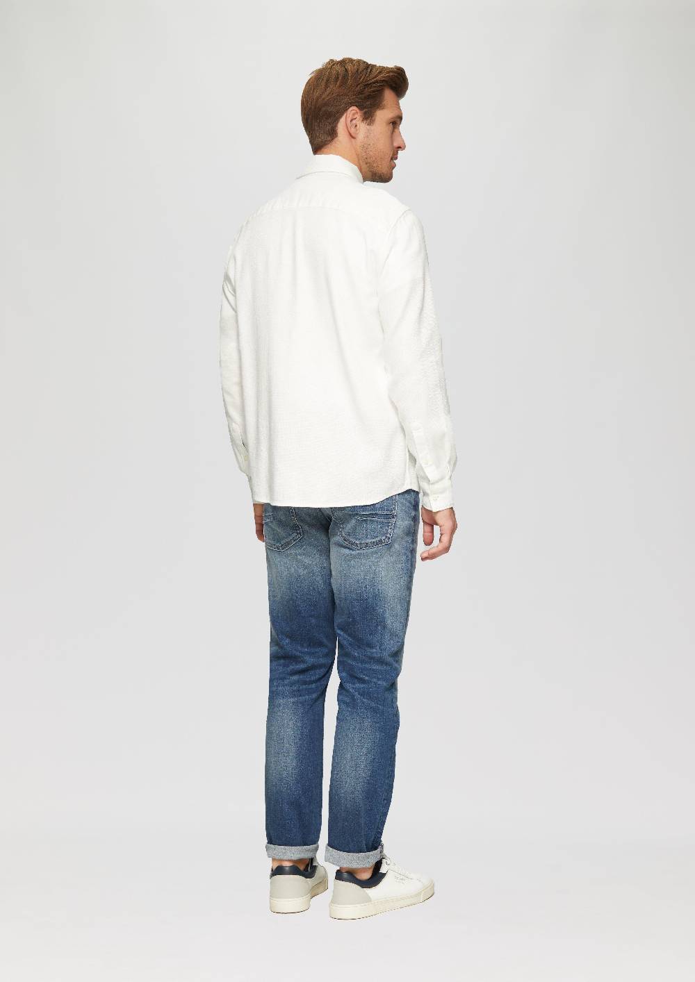 S.Oliver Regular Fit: Strukturiertes Baumwollhemd mit Button-down-Kragen Sonderangebot der Fabrik