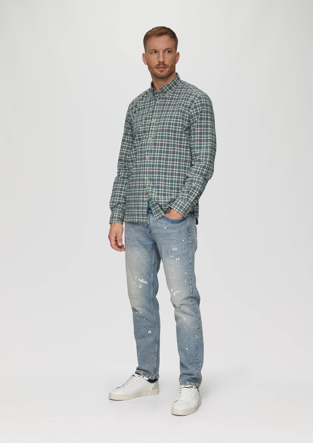 S.Oliver Regular Fit: Hemd mit Button-Down-Kragen aus Baumwollstretch zollfrei