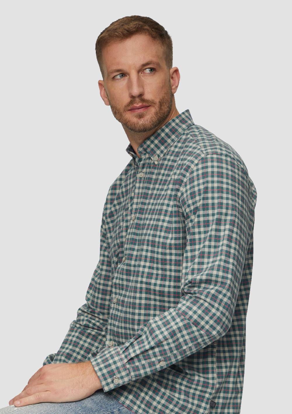 S.Oliver Regular Fit: Hemd mit Button-Down-Kragen aus Baumwollstretch zollfrei