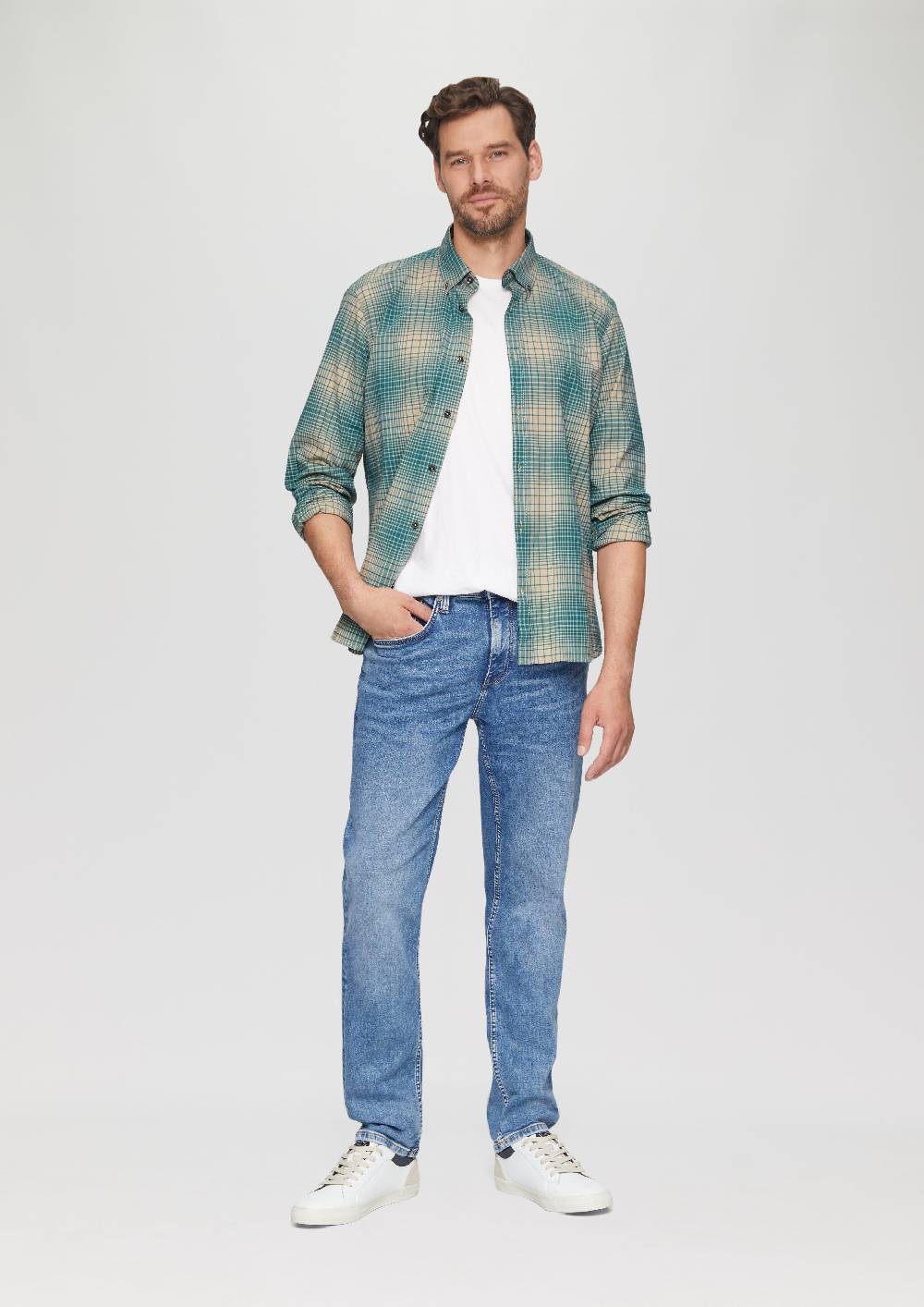S.Oliver Regular Fit: Hemd mit Button-Down-Kragen aus Baumwollstretch Schlussverkauf