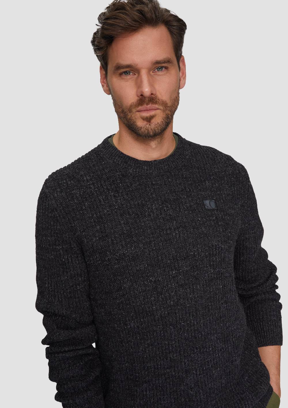 S.Oliver Melierter Pullover mit Patentmuster und Crew Neck Kostenloser Versand