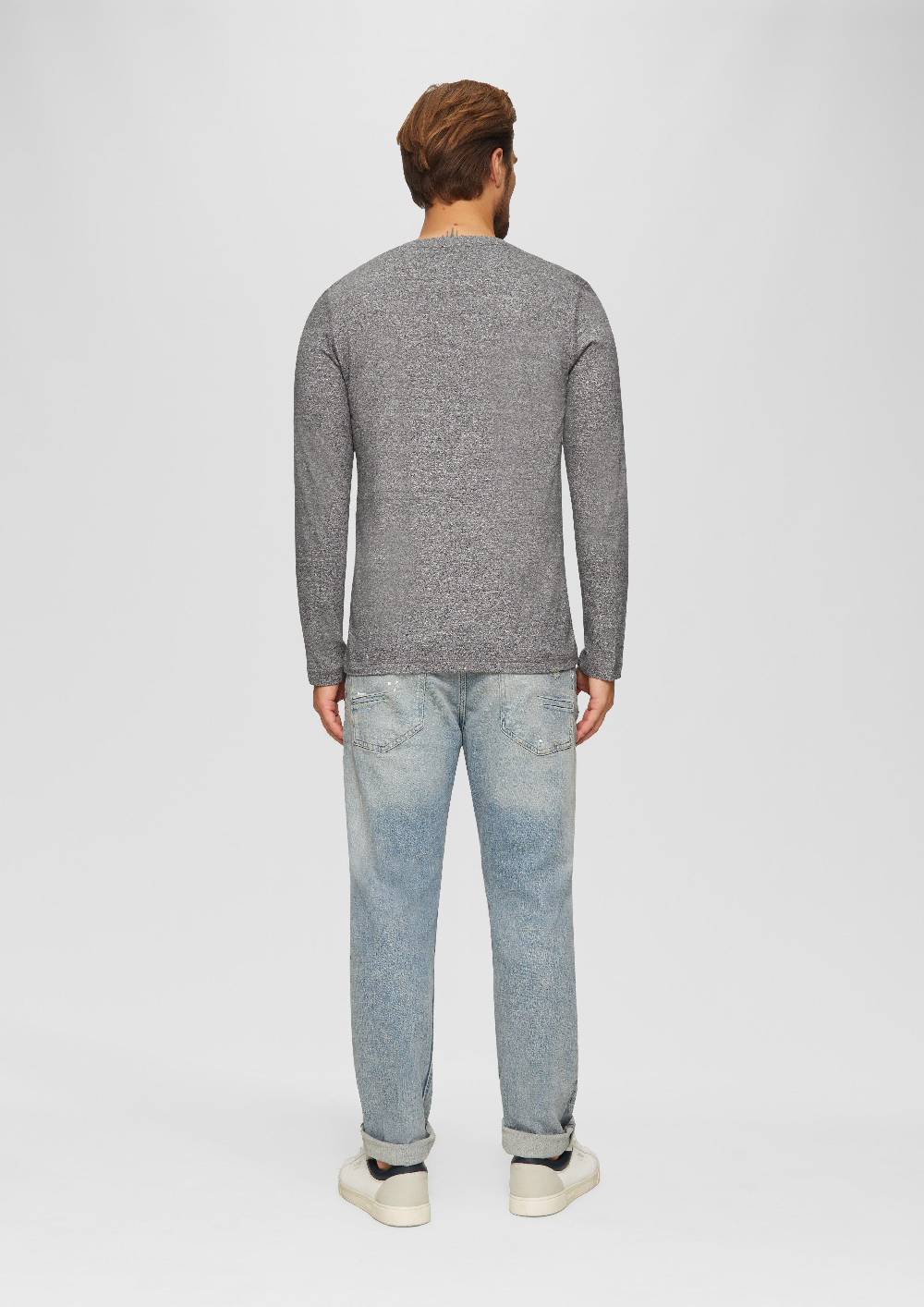 S.Oliver Meliertes Longsleeve mit Henley-Ausschnitt Rabatt