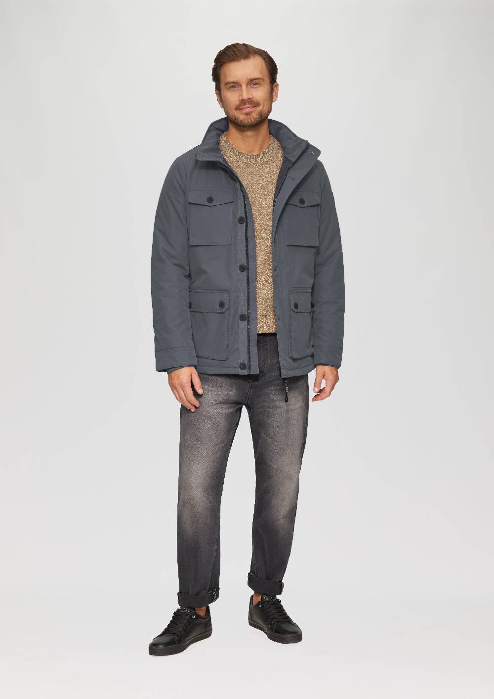 S.Oliver Gefütterte Jacke mit aufgesetzten Taschen im Utility-Stil Preisnachlass