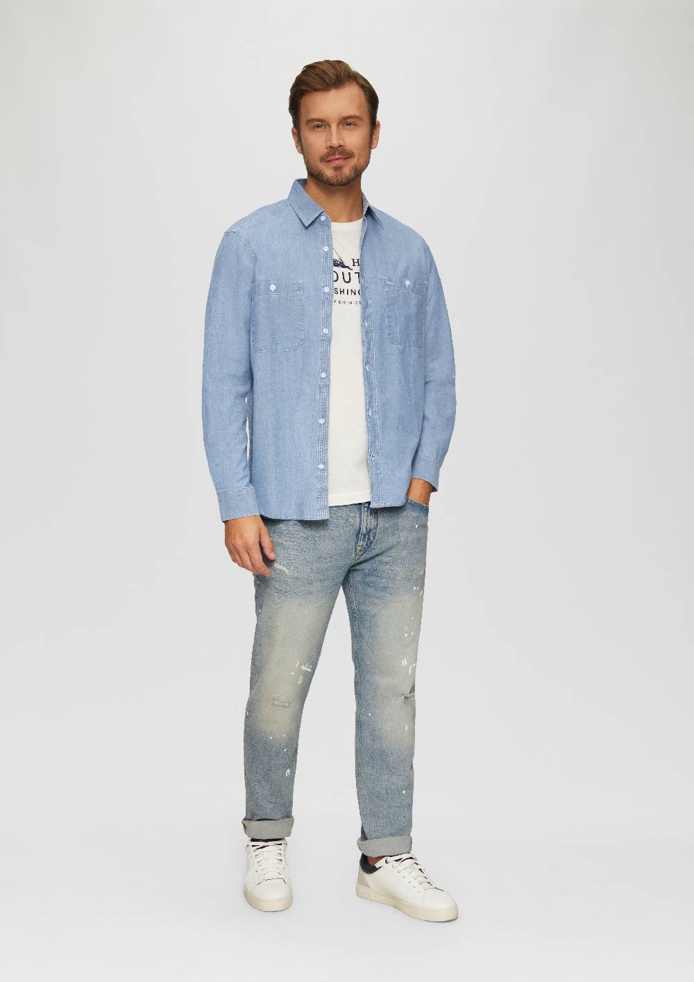 S.Oliver Regular Fit: Baumwollhemd aus Chambray Vatertagsangebot