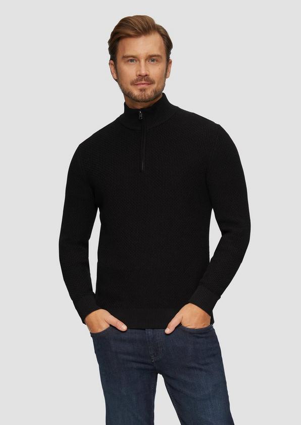 S.Oliver Strukturierter Strickpullover mit Troyerkragen Kauf eins, bekomm eins gratis
