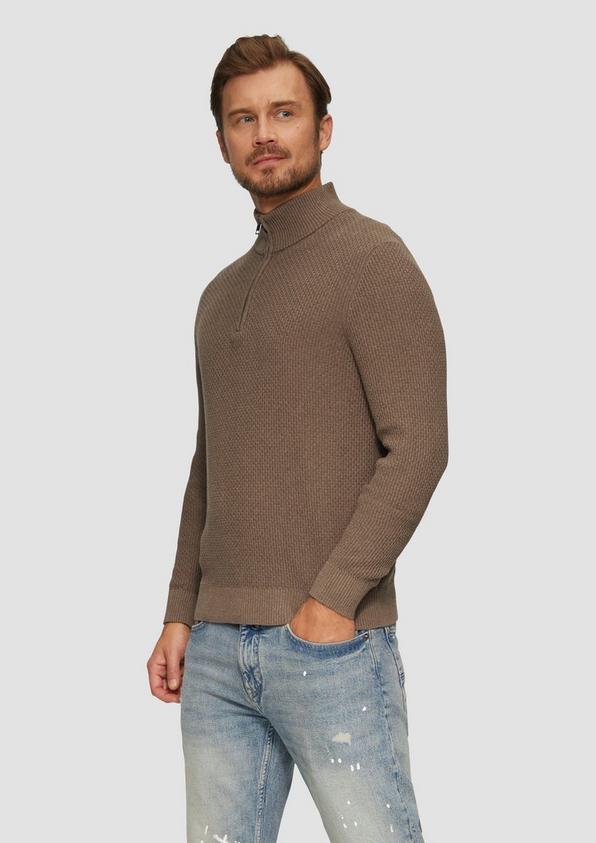 S.Oliver Strukturierter Strickpullover mit Troyerkragen Tägliche Deals