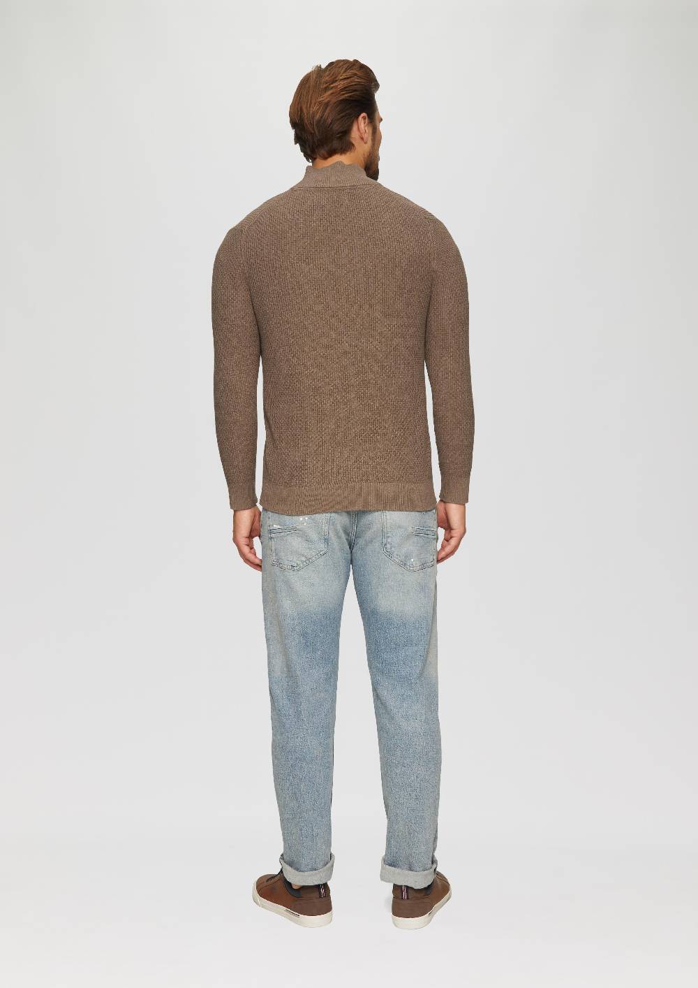 S.Oliver Strukturierter Strickpullover mit Troyerkragen Tägliche Deals