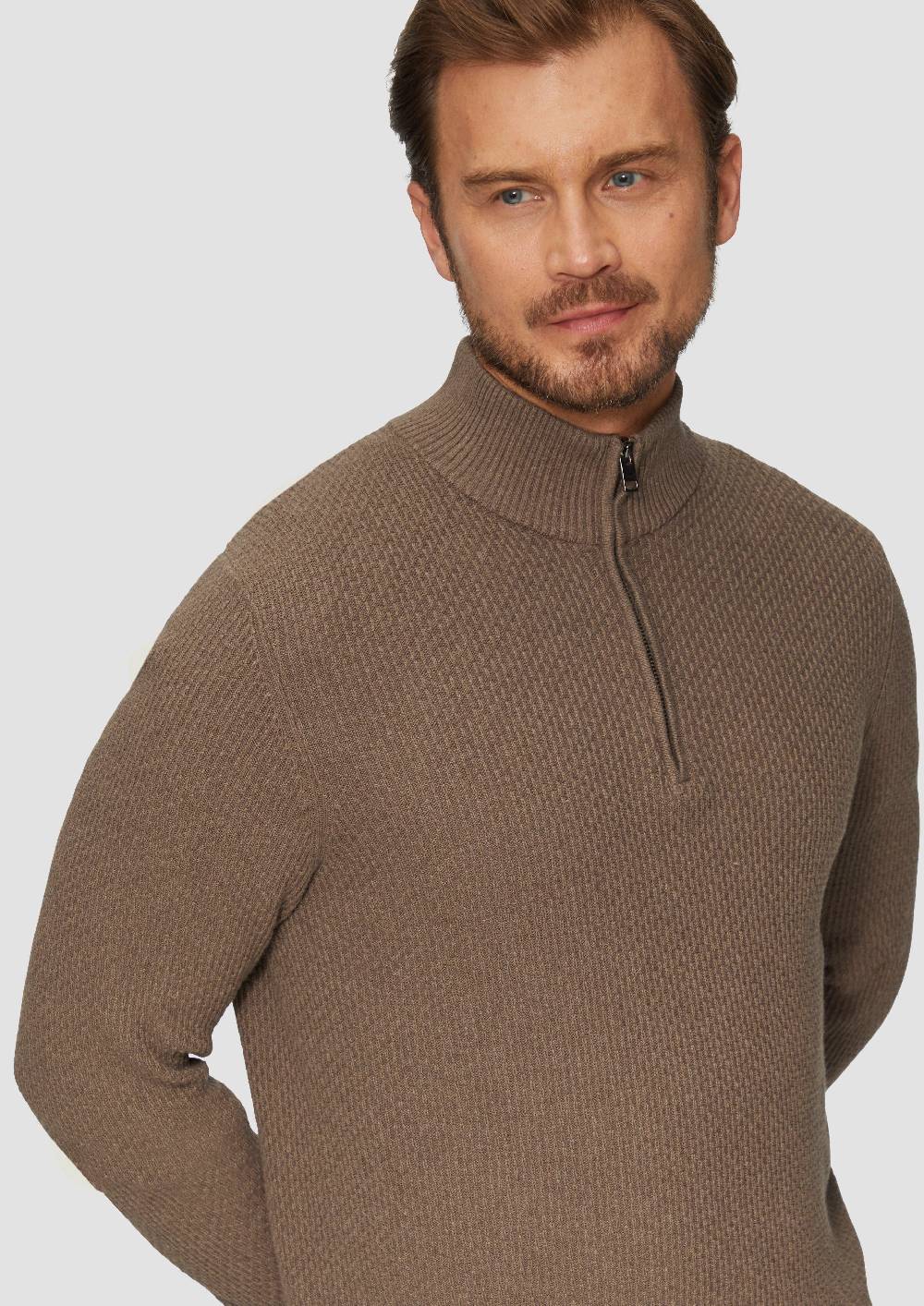 S.Oliver Strukturierter Strickpullover mit Troyerkragen Tägliche Deals