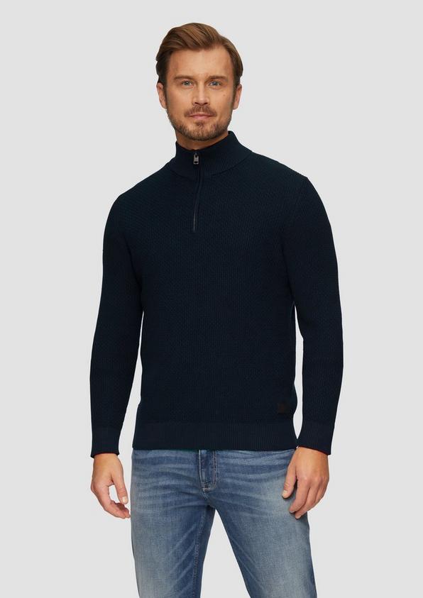 S.Oliver Strukturierter Strickpullover mit Troyerkragen Sonderangebote