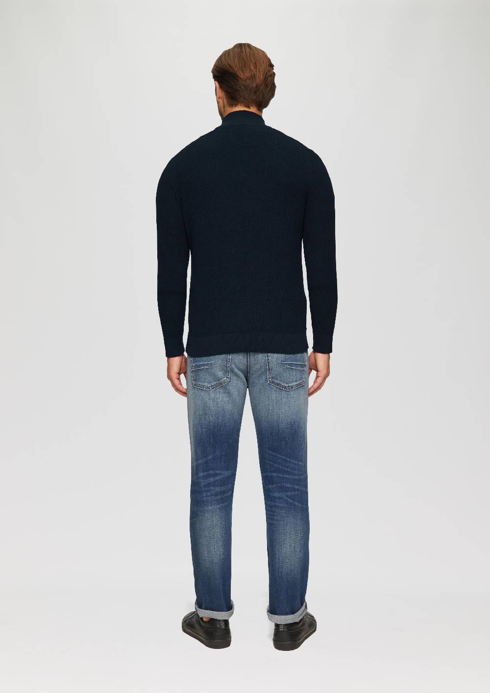 S.Oliver Strukturierter Strickpullover mit Troyerkragen Sonderangebote