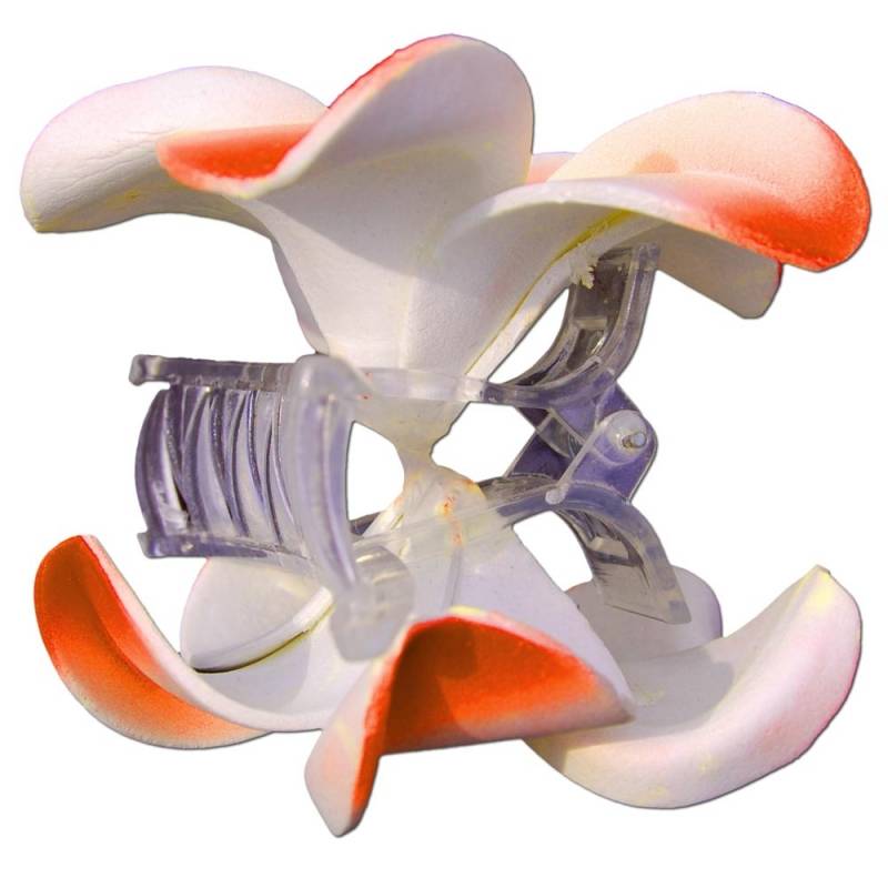 Seestern Sportswear SEESTERN Bali Hawaii Haarklammer 2 Frangipani Blüten aus Moosgummi, Haarspange Orange Fabrikpreis