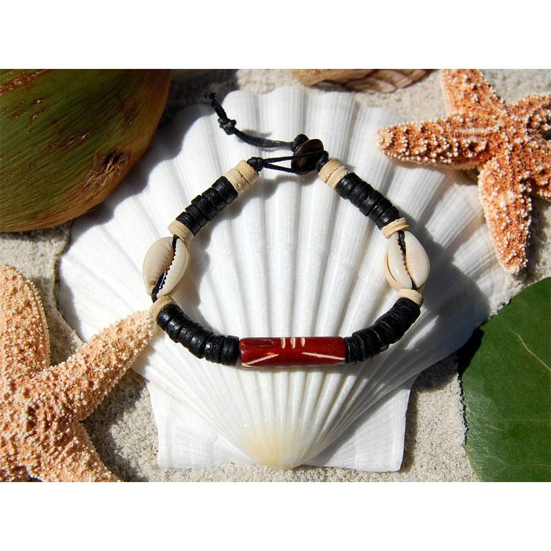 Seestern Sportswear SEESTERN Armband / Armbänder mit Kauri Muschel Design, Muschel Modeschmuck/005.bk Valentinstagsangebot