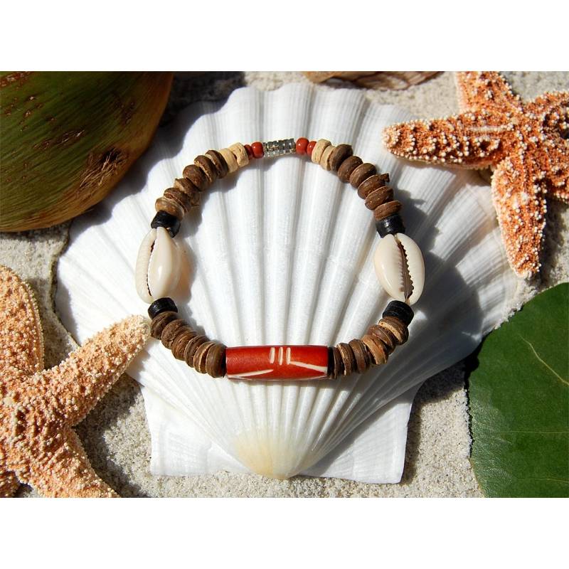 Seestern Sportswear SEESTERN Armband / Armbänder mit Kauri Muschel Design, Muschel Modeschmuck/006.bw Lagerräumung