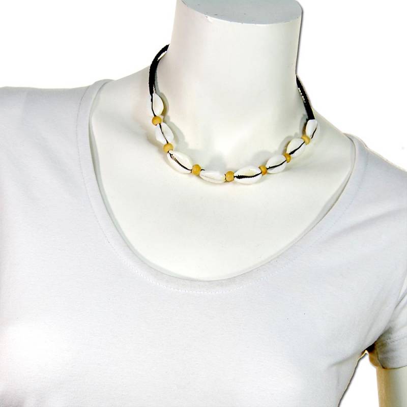 Seestern Sportswear Seestern Halskette Modeschmuck aus Kauri Muscheln & Holzperlen /105 Fabrikladen
