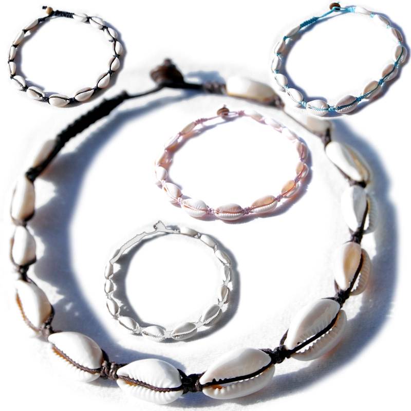 Seestern Sportswear Seestern Halskette Modeschmuck aus Kaurimuscheln & geflochtenem Halsband/102