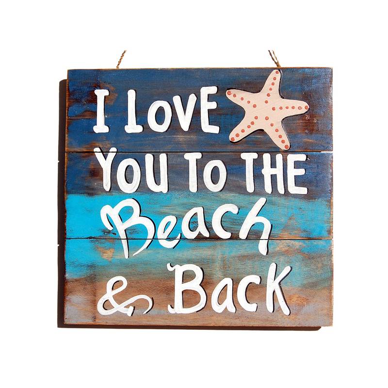 Seestern Sportswear Dekoratives Wand/Tür Schild Love Beach Seestern Strand 30 x 30 cm /2388 Fabrikladen