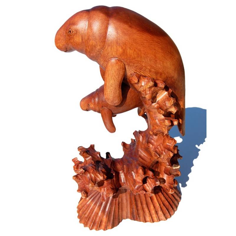 Seestern Sportswear Naturalistische Holzschnitzkunst von Bali Dugongs Seekuh 41 x 23 x 13 cm /2084 Black Friday Preise