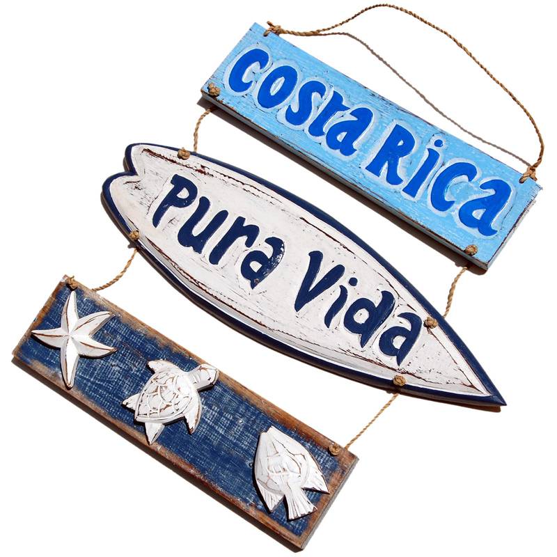 Seestern Sportswear SEESTERN Holzbild Wand Holz Bild 'Costa Rica Pura Vida' Delfin 40 x 33cm /2362