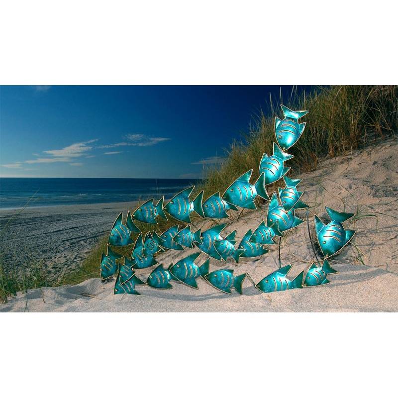 Seestern Sportswear SEESTERN Fischschwarm Metall Wand Deko Verzierung Hänge Wand Dekoration 80cm /1809.petrol Versandkostenfrei