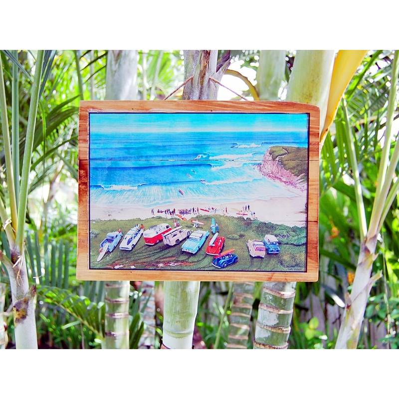 Seestern Sportswear Seestern Deko Holz Wandbild im Vintage Sixties Surf Look 30 x 40 cm Surfing Motiv /1814 Lagerräumung