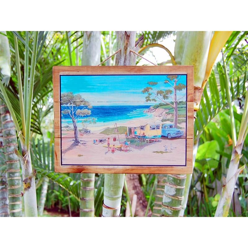 Seestern Sportswear Seestern Deko Holz Wandbild im Vintage Sixties Surf Look 30 x 40 cm Surfing Motiv /1815 Heißer Verkauf