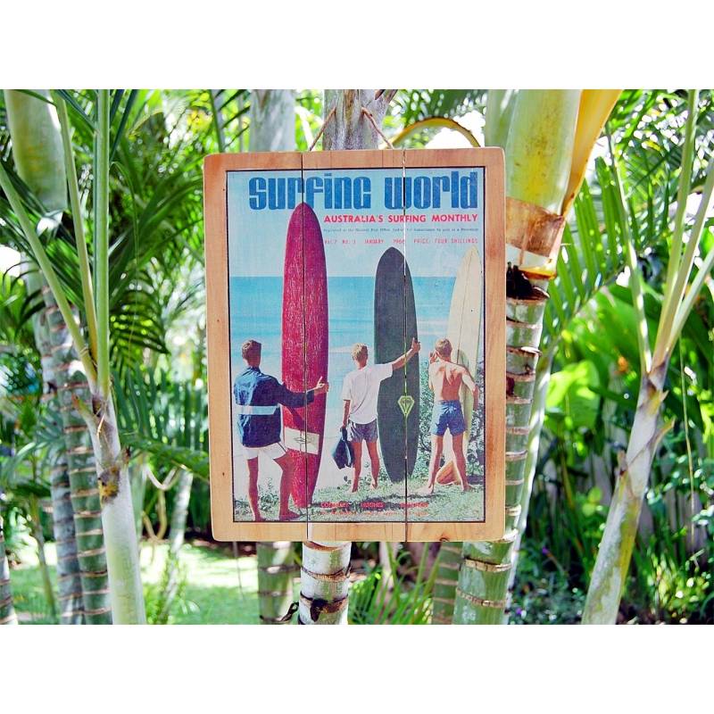 Seestern Sportswear Seestern Deko Holz Wandbild im Vintage Sixties Surf Look 30 x 40 cm Surfing Motiv /1822 Zeitlich begrenztes Angebot