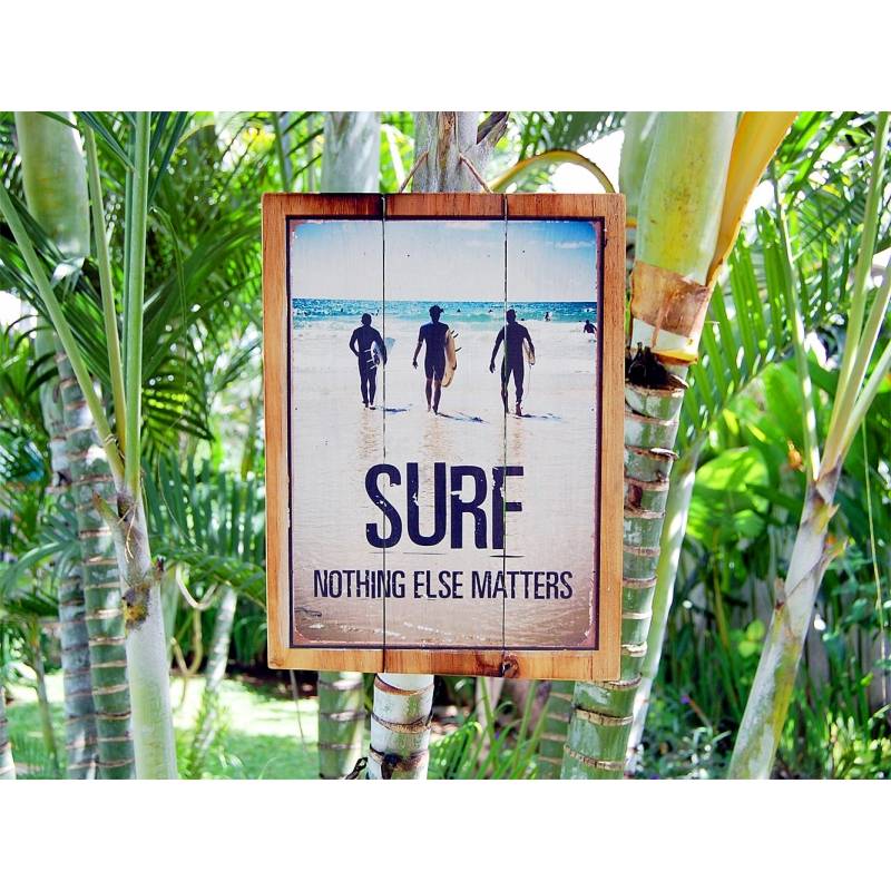 Seestern Sportswear Seestern Deko Holz Wandbild im Vintage Sixties Surf Look 30 x 40 cm Surfing Motiv /1824 Exklusive Angebote