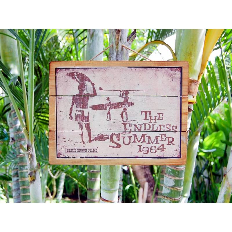 Seestern Sportswear Seestern Deko Holz Wandbild im Vintage Sixties Surf Look 30 x 40 cm Surfing Motiv /1829 Neuheiten