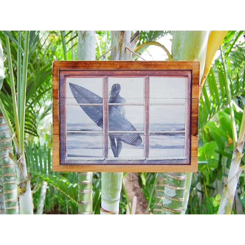 Seestern Sportswear Seestern Deko Holz Wandbild im Vintage Sixties Surf Look 50 x 80 cm Surfing Motiv /1816 Saisonale Angebote