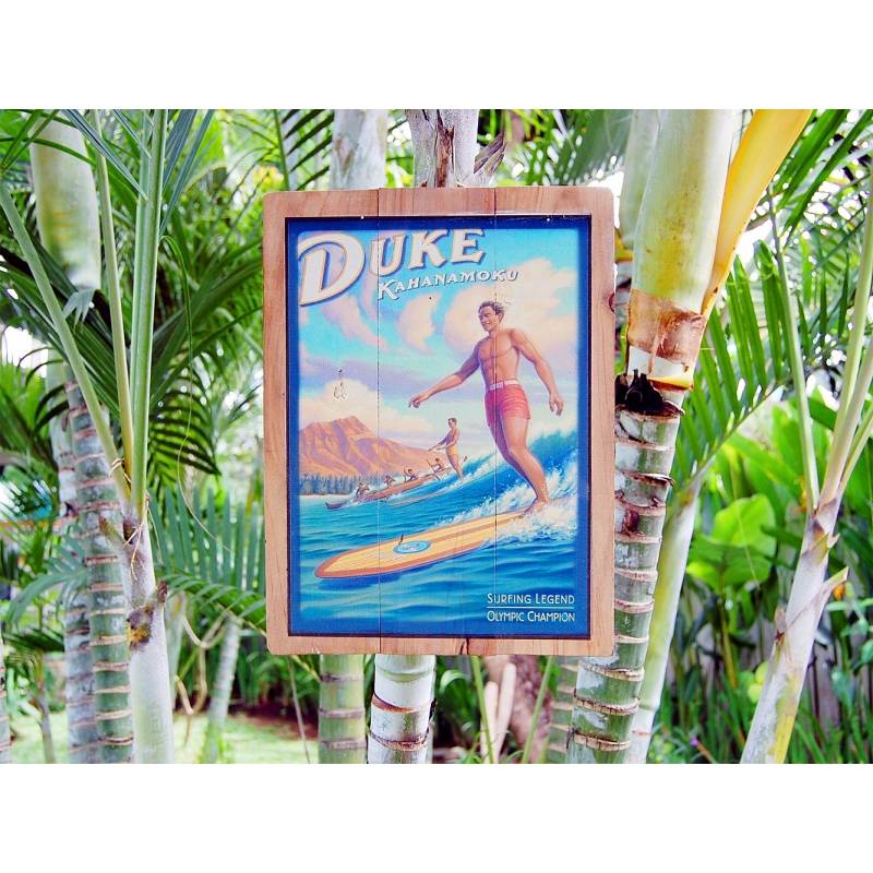 Seestern Sportswear Seestern Deko Holz Wandbild im Vintage Sixties Surf Look 50 x 80 cm Surfing Motiv /1818 Räumungsverkauf