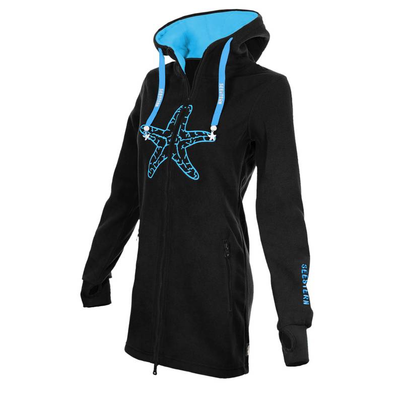 Seestern Sportswear SEESTERN Damen Kapuzen Fleecejacke 2WegeZipper Fleecemantel Fleece Sweatj.XS-4XL /1726.bk_lb Letzte 2 Tage