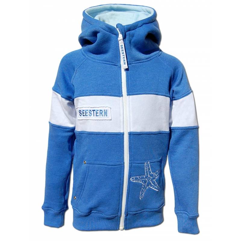 Seestern Sportswear SEESTERN Jungen Kapuzen Sweat Jacke Kapuzen Pullover Hoody Sweater 104-164 /2103_bl_wt Begrenzt auf 3 Tage