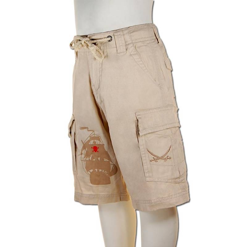 Seestern Sportswear SEESTERN Kinder Piraten Walkshorts Cargo Shorts Bermuda Kurze Hose Creme & Olive Kostenlose Rückgabe