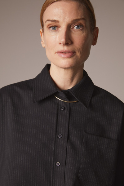 Sosue Pinstripe Blouse Black Lagerräumung