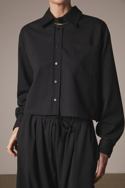 Sosue Pinstripe Blouse Black Lagerräumung