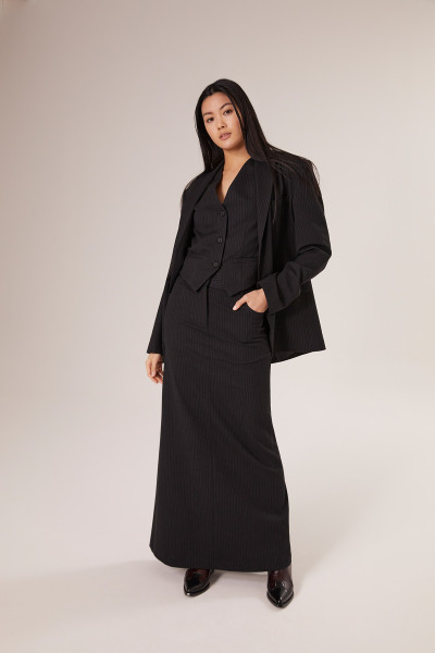 Sosue Pinstripe Blazer Black 50% Rabatt für begrenzte Zeit
