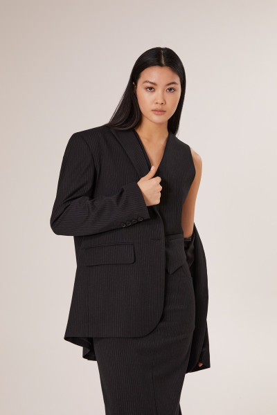 Sosue Pinstripe Blazer Black 50% Rabatt für begrenzte Zeit